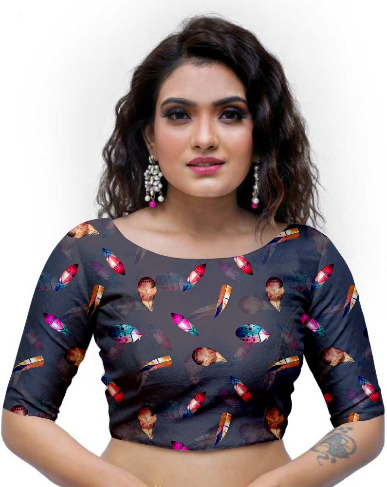 PRAVARSH Chiffon Floral Print Blouse Material Price in India - Buy