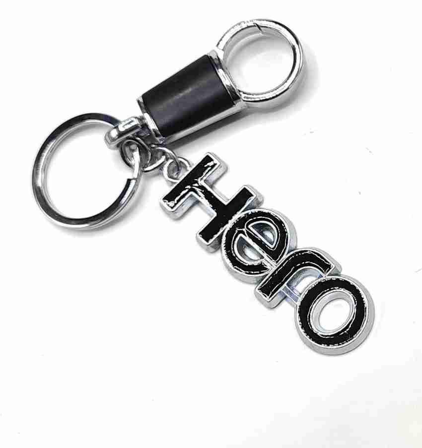 Jdp Novelty New Metal Keychain for Hero Bike with Hook Black Color