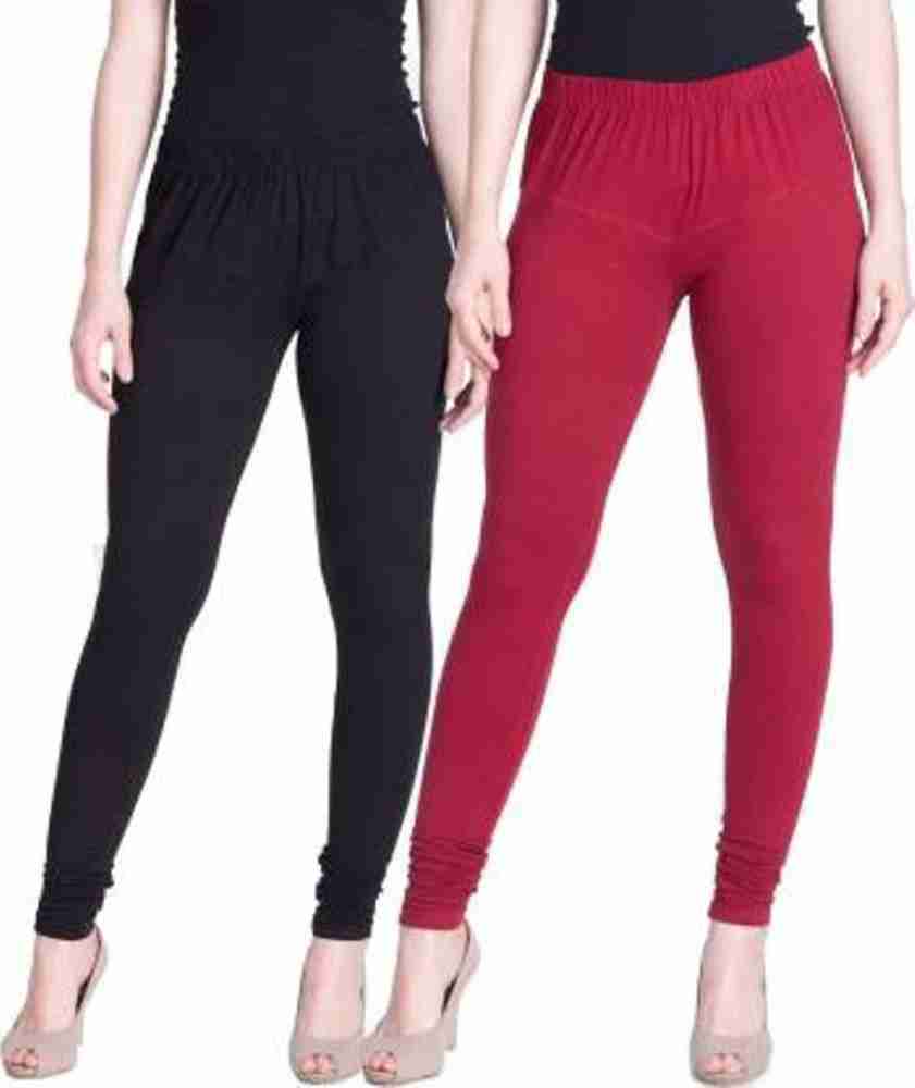 AKSA Ankle Length Ethnic Wear Legging (White, Black, Solid) with