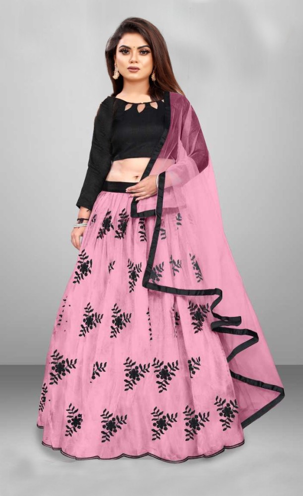 Priyal Designer Ethnic Wears Baby pink-Black Lehenga Choli For Girls(7-8  YEAR) : Amazon.in: Fashion