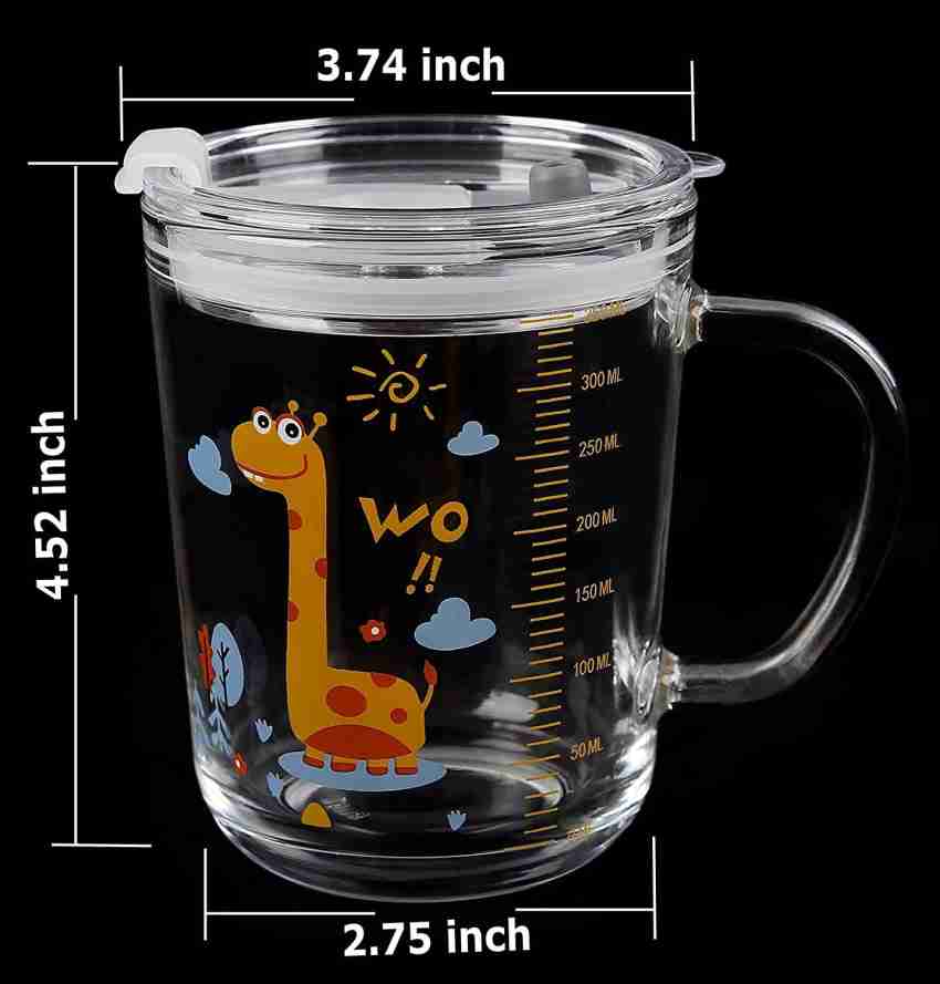 Glass Sipper Cup with Straw and Lid Random Design Cartoon Pattern Drinking  Measuring Glass Mug/Cup