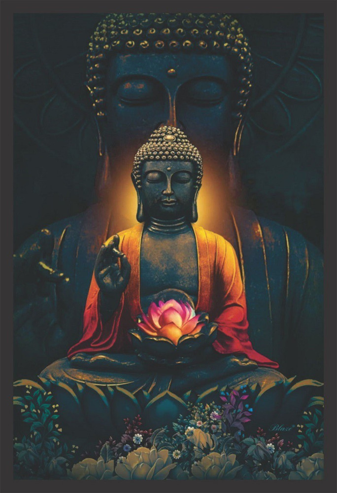 shivang craft lord Buddha Photo Painting PF RE 02 Digital Reprint