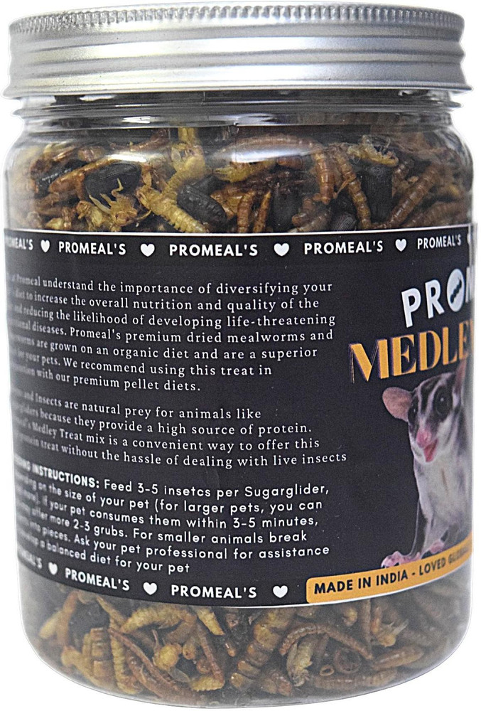 Promeal Medley Treat Insect Mix for Sugar Glider food 600ML Pack Mealworm 0.1 kg Dry Adult Squirrel Food Price in India Buy Promeal Medley Treat Insect Mix for Sugar Glider food 600ML Pack