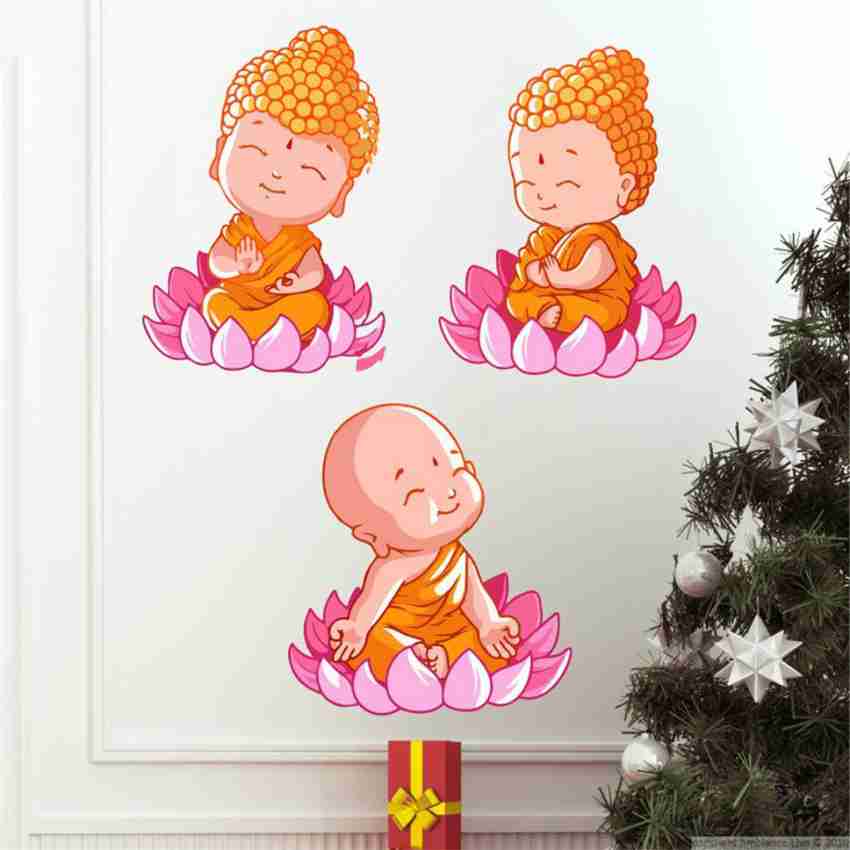 Ainan Decor 91 cm Cute Child Buddha Wall Sticker (PVC Vinyl, 91 cm