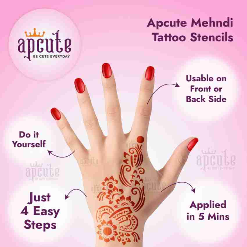 2 X Reusable Full Hand Henna Stencils Various 