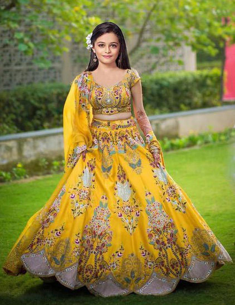 Aparejar Girls Lehenga Choli Ethnic Wear Embroidered Lehenga