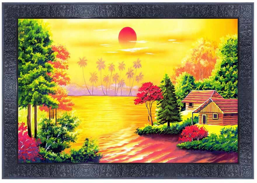 pnf Landscape hand painting scenery art Wood Frames with Acrylic