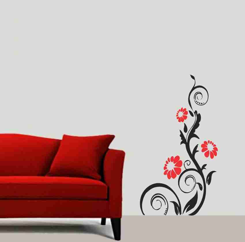 Buy Red and Black Flower Pots Wall Sticker Online at Low Prices in India 