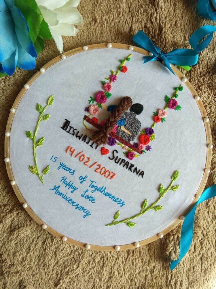Custom Name Floral Embroidery Hoop Modern Embroidery Hoop 