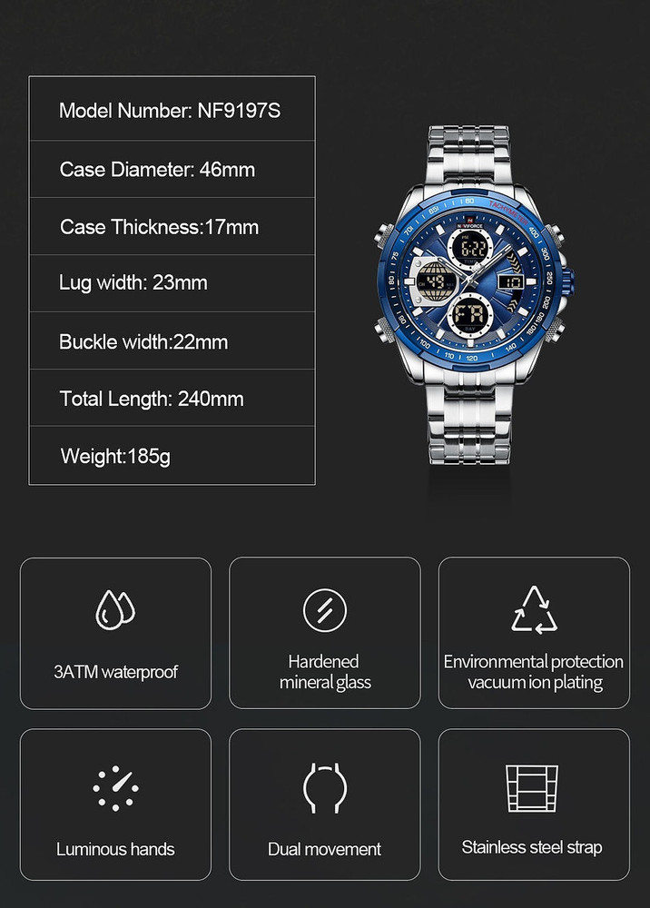 NAVIFORCE NF9197 BLUE NF9197 Analog Digital Watch For Men Buy