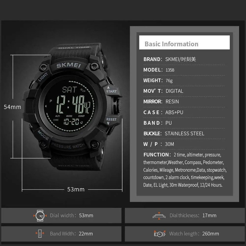 Skmei 1358 black hotsell