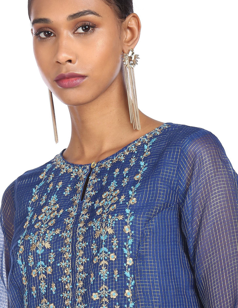 ANAHI Women Embroidered Checkered A line Kurta Buy ANAHI Women Embroidered Checkered A line Kurta Online at Best Prices in India Flipkart