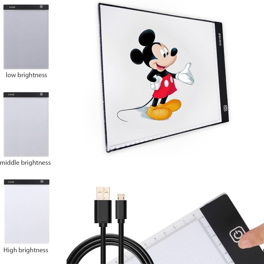 Light Up Tracing Pad, Light Board for Tracing, Drawing Pad for Kids with  Size Chart, Artist Gifts, Adjustable Brightness, A4