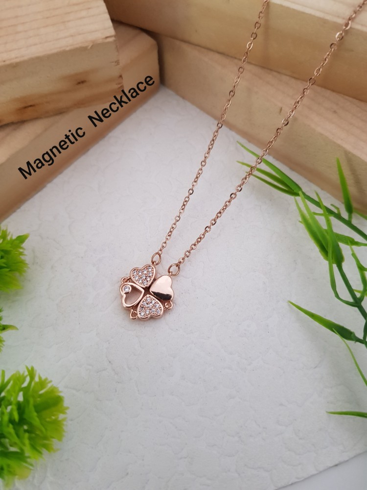 COLORFUL BLING Dainty Crystal Heart Necklace Cute Four Leaf Clover Gold  Necklace Gold Plated Choker Necklaces Mother's Day Gift for Women Girls