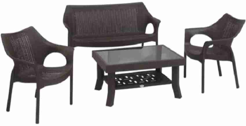 Plastic sofa discount set with table