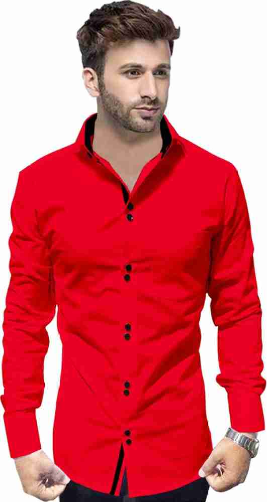 Pepzo Men Solid Casual Red - Buy Pepzo Men Solid Casual Shirt Online at Best Prices in India |