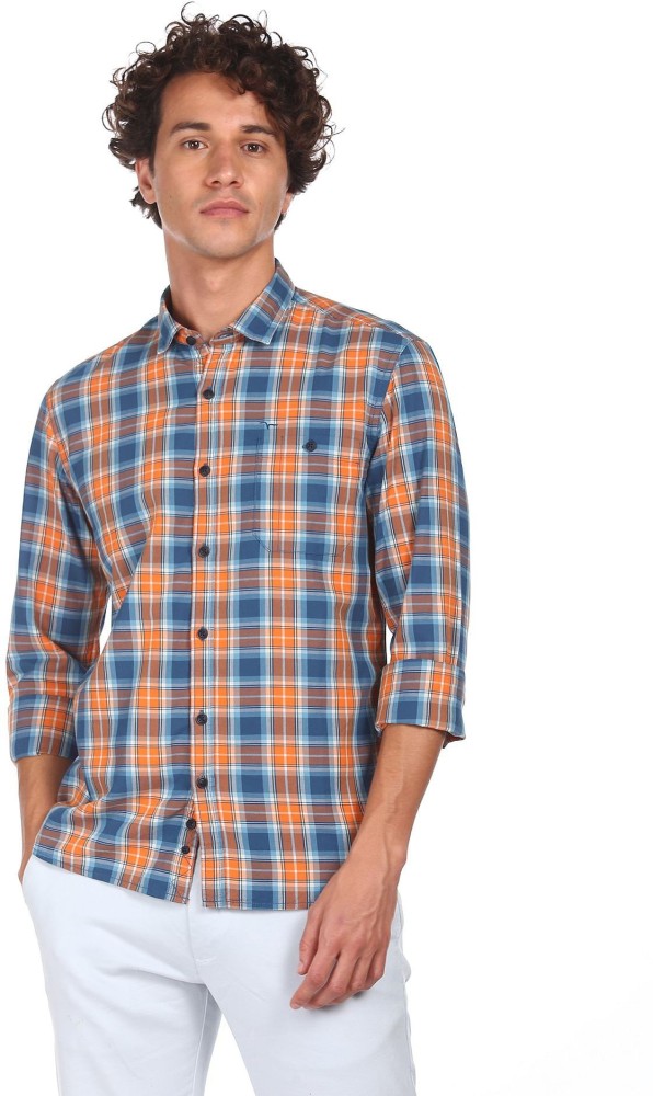 Mojo Fishing Shirt Adult 2XL XXL Button Down Casual Orange Check SKU1536