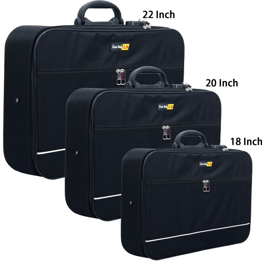Zoya 18 20 22Inch Combo Suitcase Briefcase Bag For Men Women Number Lock Black Cabin Check in Set 22 inch Black Price in India Flipkart