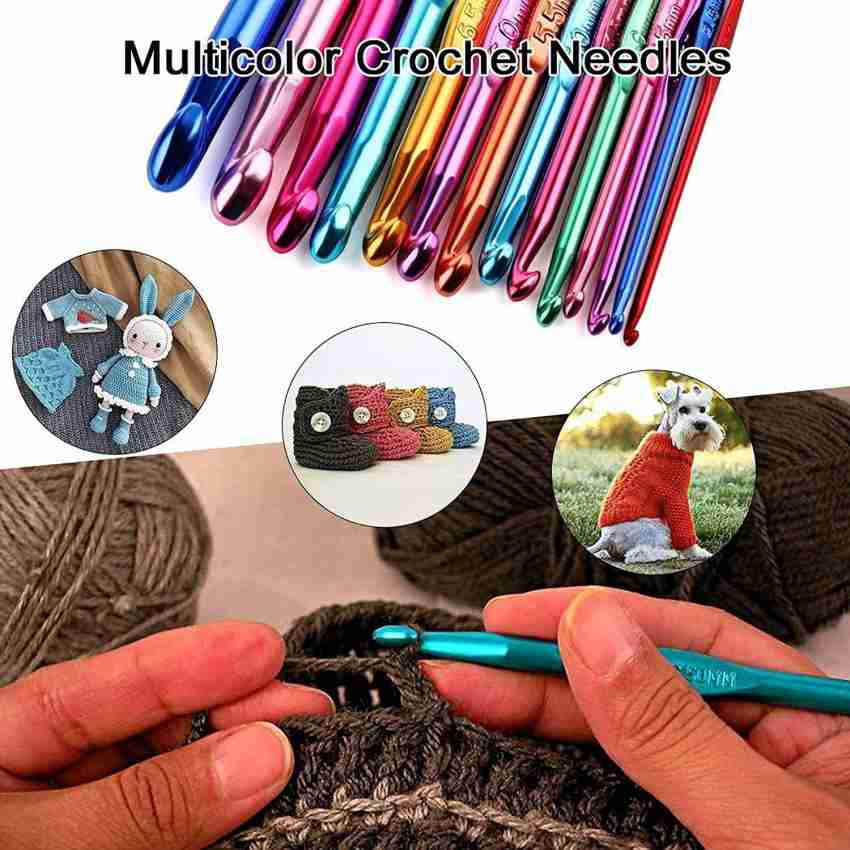 PRANSUNITA Big Size Anodized Multicolor Aluminum Crochet Hooks for