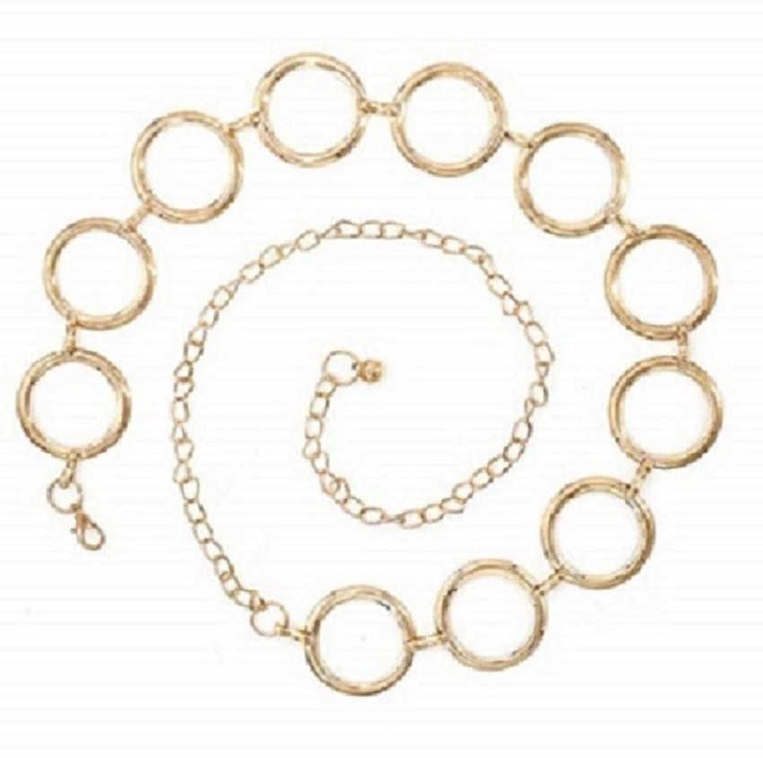 Ladies Metal Circle Chain Belt, Gold  42 end to end at  Women's  Clothing store: Apparel Belts