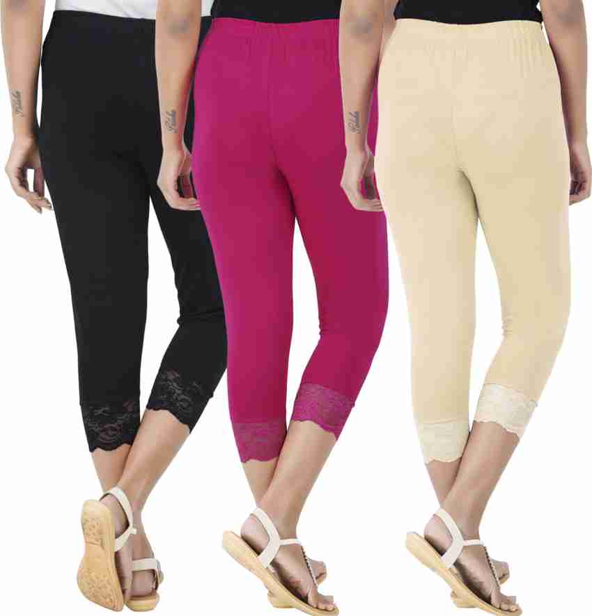 BEFLI Capri Leggings Women Black, Pink, Beige Capri - Buy BEFLI Capri  Leggings Women Black, Pink, Beige Capri Online at Best Prices in India