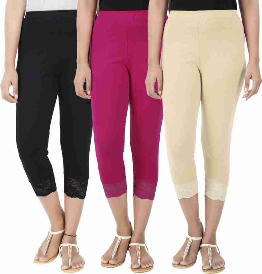 BEFLI Capri Leggings Women Black, Pink, Beige Capri - Buy BEFLI