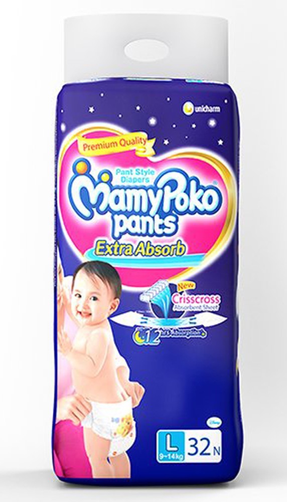 MamyPoko Pants Extra Absorb Diaper, Large, (64 Diapers) | KiranaMarket.com