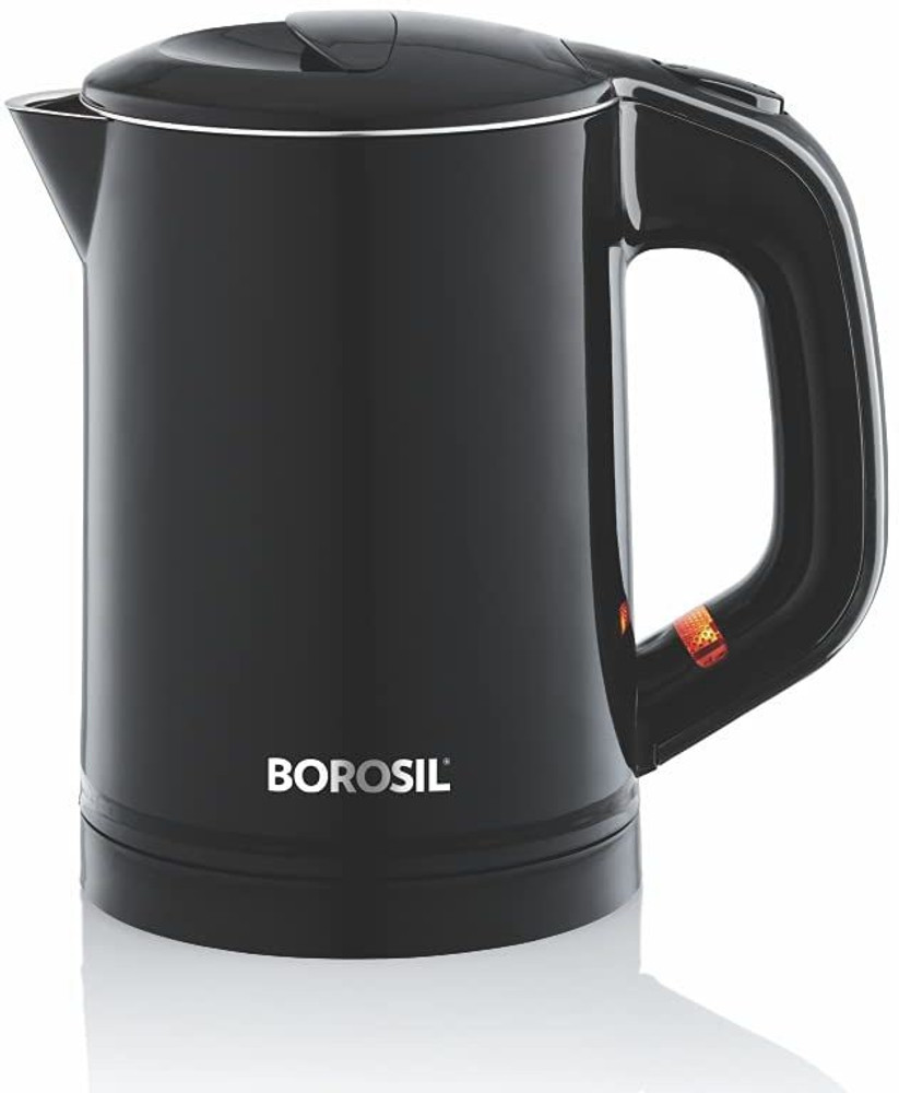 BOROSIL EVA Cool Touch Stainless Steel Kettle 600ml Black Electric Kettle