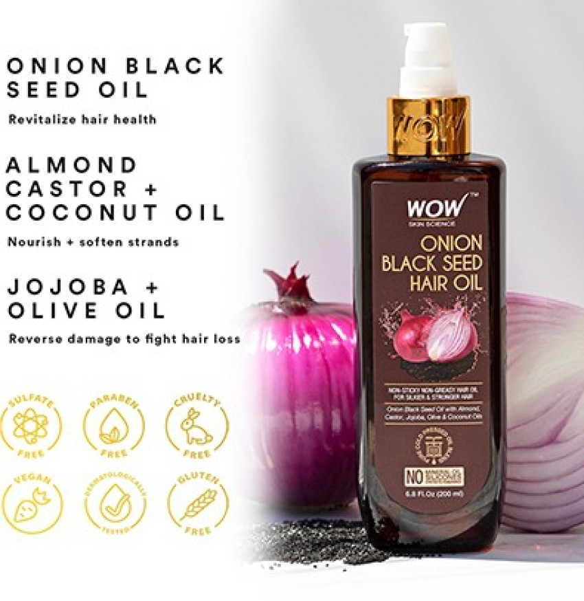 WOW Skin Science Onion Hair Oil for Hair Growth and Hair Fall Control   With Black Seed Oil Extracts  200 ml  cosmos