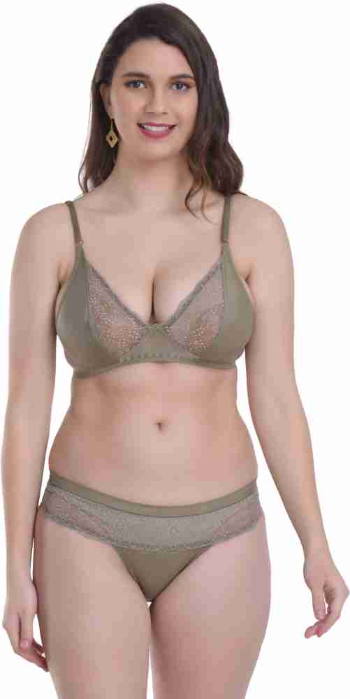 Buy online Green Floral Bras And Panty Set from lingerie for Women by Madam  for ₹299 at 77% off