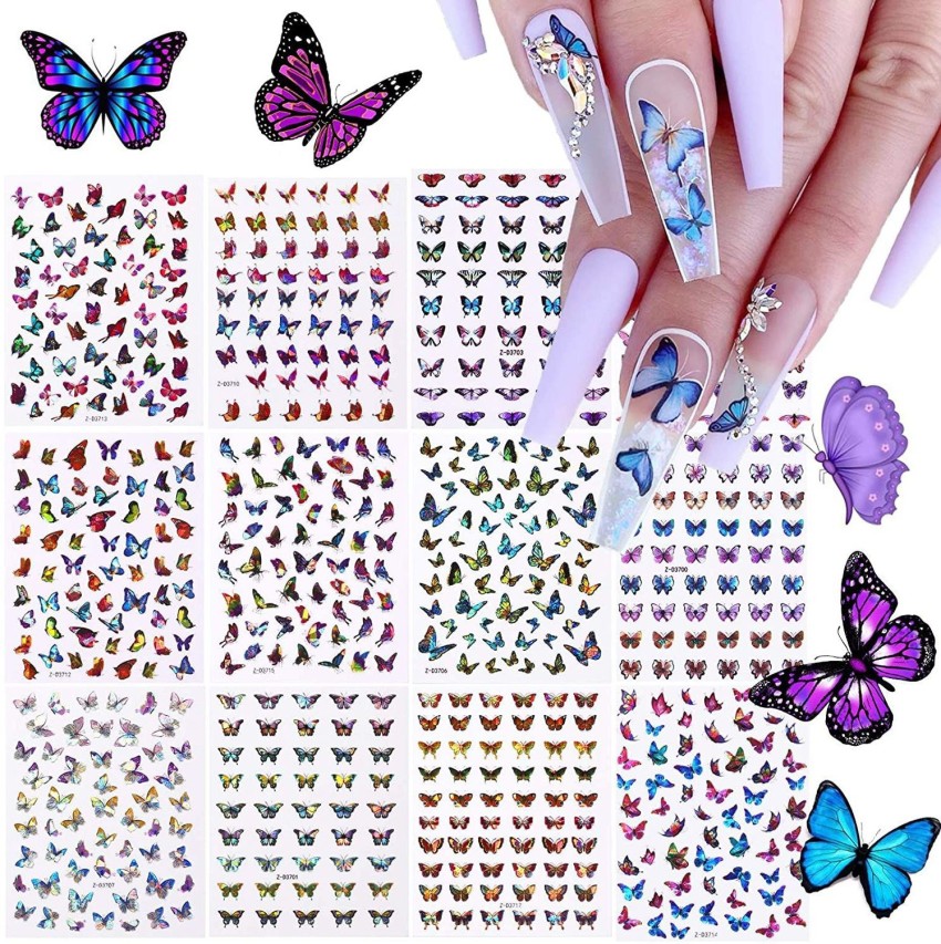 3D Butterfly Nail Art Decals Sticker Nails Supply Flower Butterfly Nail  Design Stickers SelfAdhesive Nail Decorations DIY Butterflies Nail Art  Stickers Acrylic Nails Design Decor 6 Sheets  Amazonin Beauty