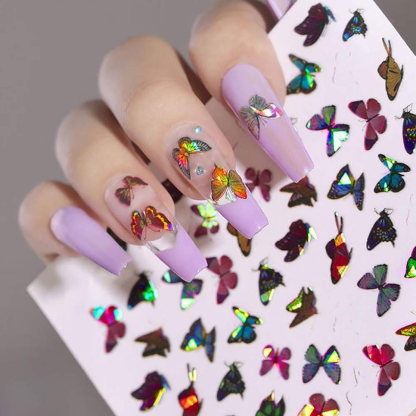 Amazon.com: Butterfly Nail Art Stickers Spring Summer Color Butterfly Nail  Stickers Decal Beautiful Butterfly Design for Girl Women Nail Art  Decoration Supplies Wraps for Acrylic Nails : Beauty & Personal Care