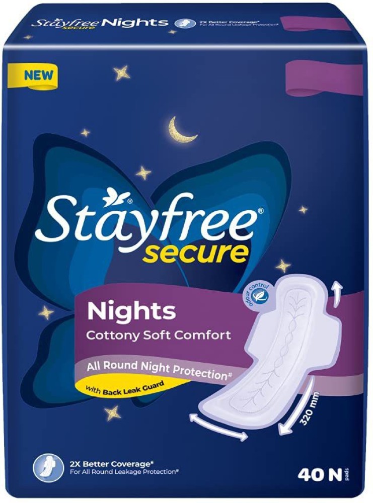 Stayfree Secure Cottony Soft Sanitary Pads (Extra Large Wings) Price - Buy  Online at ₹121 in India