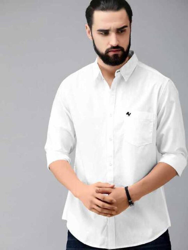 Vintage Factory Men Solid Casual White Shirt - Buy Vintage Factory