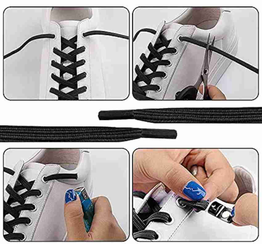 Set & Done 2 Pair Flat Elastic Shoelaces with Magnet Lock - No Tie Shoe  Laces for Adults and Kids