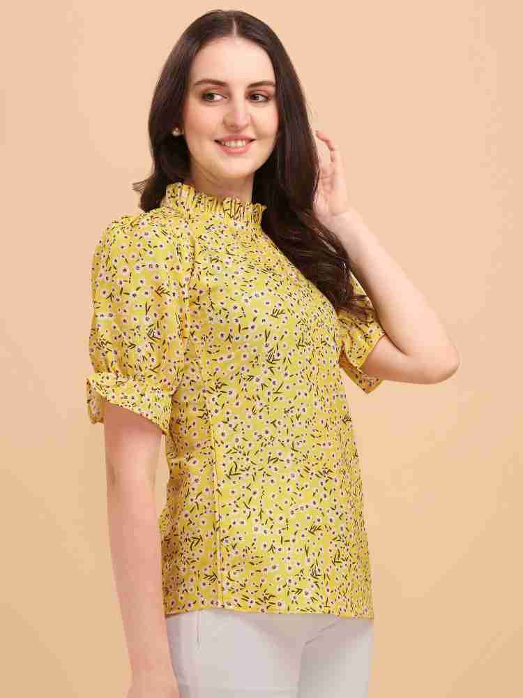 Wedani Casual Printed Women Yellow Top - Buy Wedani Casual Printed Women  Yellow Top Online at Best Prices in India