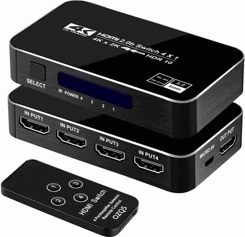 microware TV out Cable 4K 60Hz 4x1 HDMI Switch 4 Port Auto HDMI