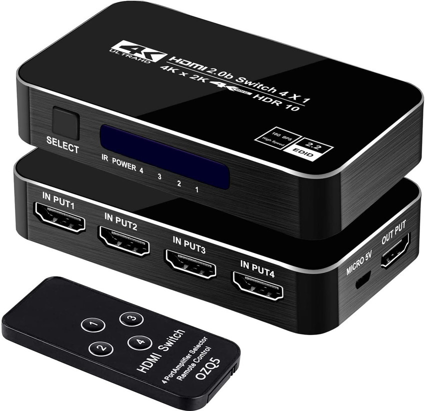 microware TV out Cable 4K 60Hz 4x1 HDMI Switch 4 Port Auto HDMI