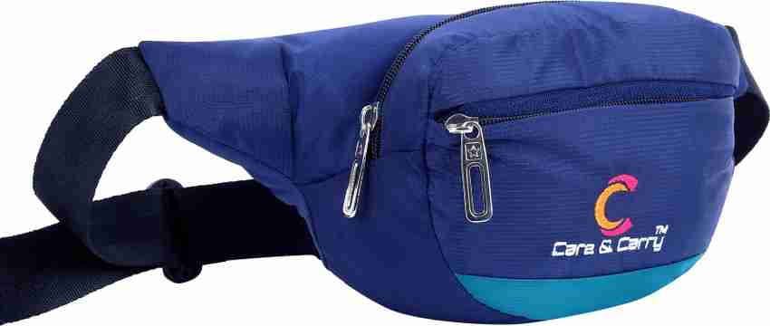 Care Carry Brand Print Multi Purpose Waist Pouch Waist Bag Navy