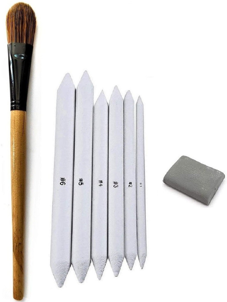 Craftacious Blending Brush for Shading & Smudging + Paper  Stumps + Kneadable Eraser - Drawing Accessories - Art Set