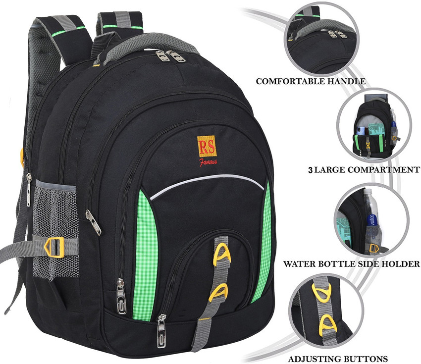 Flipkart RS Famous large 50 Liters Backpack for school and colleges laptop bag Waterproof Black Waterproof School Bag School Bag