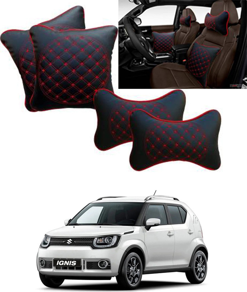 RONISH Black Red Leatherite Car Pillow Cushion for Maruti Suzuki