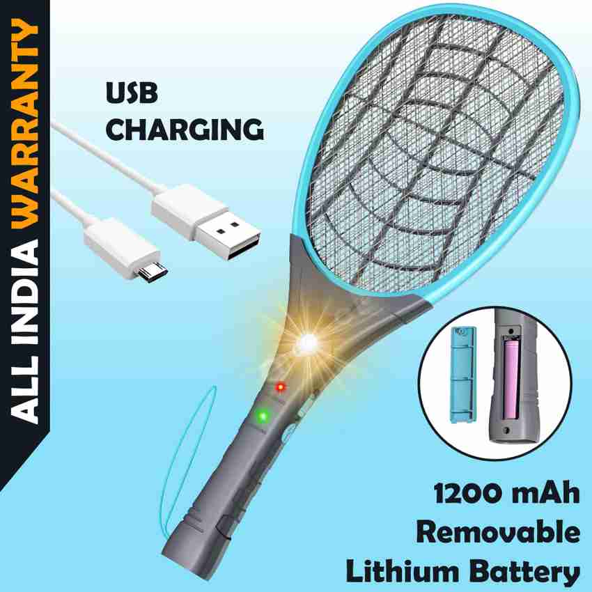 Vidhi World Removable Lithium Battery USB Charging Mosquito Racket