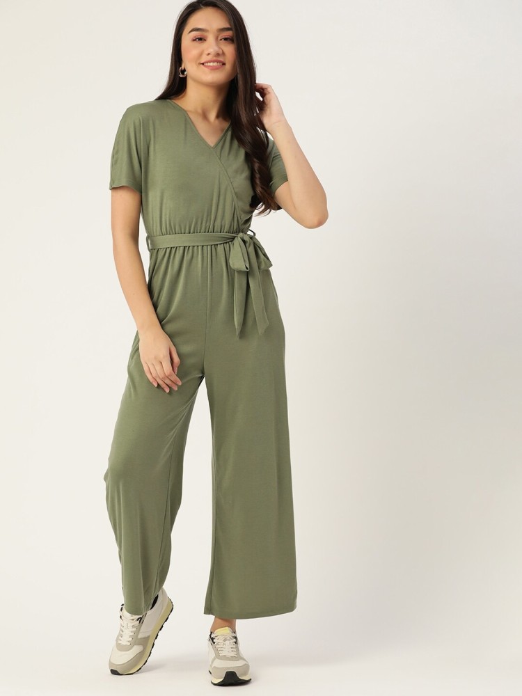 KASSUALLY Solid Front Cut Basic Jumpsuit