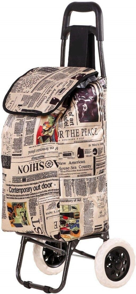 BUCKETLIST Foldable Shopping Trolly Bag NEWSPAPER PRINT Luggage