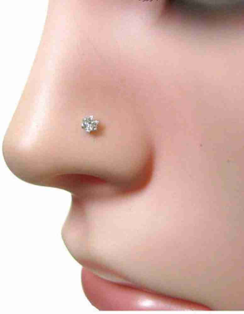 18 Karat Gold Glamour Prong Diamond Nose Pin Gold Diamond 46 OFF