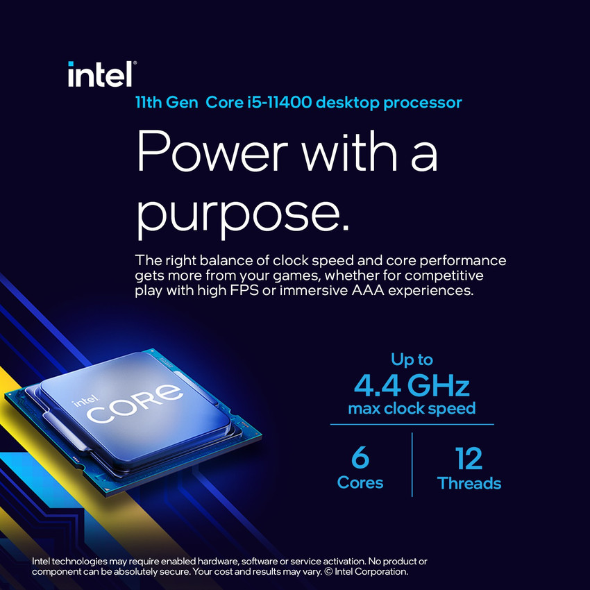 Intel i5-11400 4.4 GHz Upto 4.4 GHz LGA 1200 Socket 6 Cores 12 