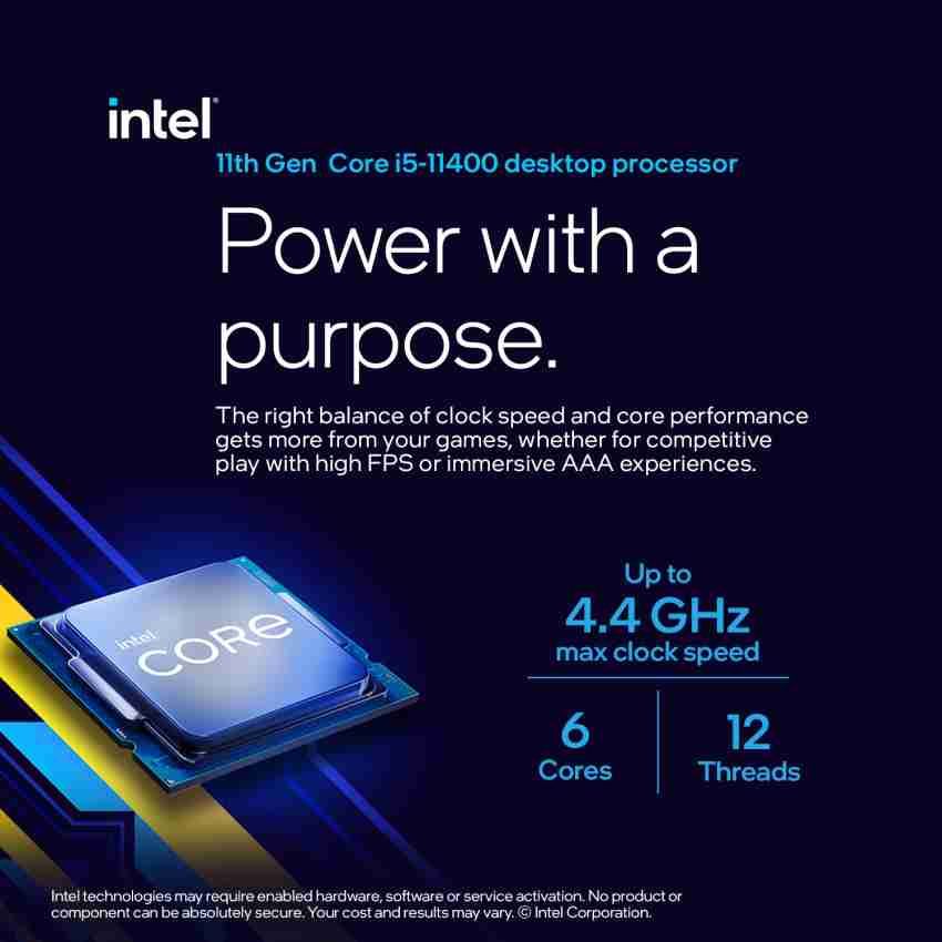 Intel i5-11400 4.4 GHz Upto 4.4 GHz LGA 1200 Socket 6 Cores 12 Threads  Desktop Processor - Intel : Flipkart.com