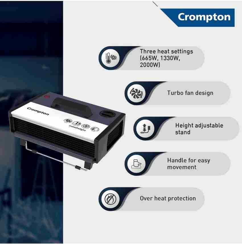 Crompton Insta Delight Fan Circulator Room Heater with 3 Heat Settings Fan Room  Heater Price in India - Buy Crompton Insta Delight Fan Circulator Room  Heater with 3 Heat Settings Fan Room Heater online at Flipkart.com