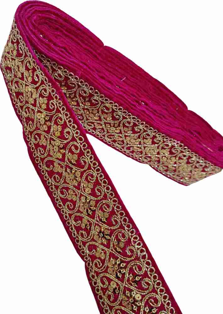Navti Creations Heavy Magenta Pink Lace Border in Velvet for